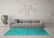 Machine Washable Oriental Turquoise Industrial Area Rugs in a Living Room,, wshurb2730turq