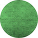 Round Oriental Emerald Green Industrial Rug, urb2730emgrn