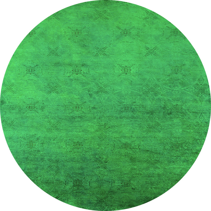 Round Oriental Green Industrial Rug, urb2730grn