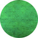 Round Oriental Green Industrial Rug, urb2730grn