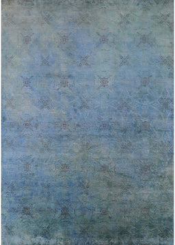 Machine Washable Industrial Modern Koi Blue Rug, wshurb2730