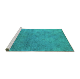 Sideview of Machine Washable Oriental Turquoise Industrial Area Rugs, wshurb2730turq