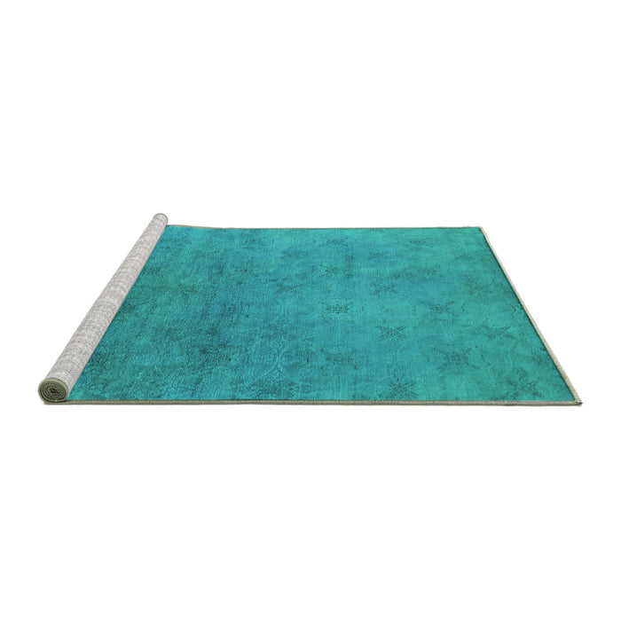 Sideview of Machine Washable Oriental Turquoise Industrial Area Rugs, wshurb2730turq