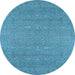 Round Oriental Light Blue Industrial Rug, urb2731lblu