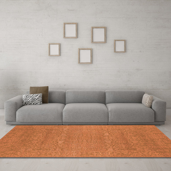 Machine Washable Oriental Orange Industrial Area Rugs in a Living Room, wshurb2731org