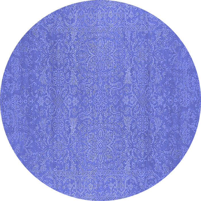 Round Oriental Blue Industrial Rug, urb2731blu