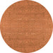 Round Machine Washable Oriental Orange Industrial Area Rugs, wshurb2731org