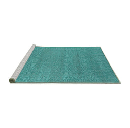 Sideview of Machine Washable Oriental Turquoise Industrial Area Rugs, wshurb2731turq