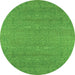 Round Machine Washable Oriental Green Industrial Area Rugs, wshurb2731grn