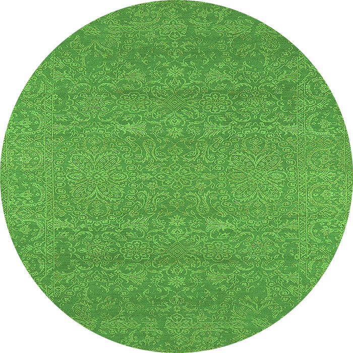 Round Oriental Green Industrial Rug, urb2731grn