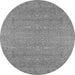 Round Machine Washable Oriental Gray Industrial Rug, wshurb2731gry