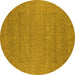 Round Oriental Yellow Industrial Rug, urb2731yw