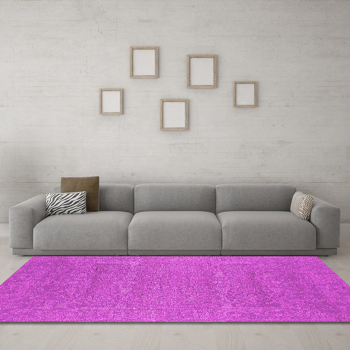 Machine Washable Oriental Pink Industrial Rug in a Living Room, wshurb2731pnk