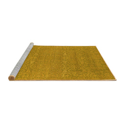 Sideview of Machine Washable Oriental Yellow Industrial Rug, wshurb2731yw