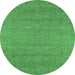 Round Oriental Emerald Green Industrial Rug, urb2731emgrn