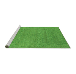 Sideview of Machine Washable Oriental Green Industrial Area Rugs, wshurb2731grn