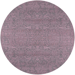 Round Machine Washable Industrial Modern Mauve Taupe Purple Rug, wshurb2731