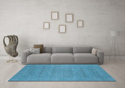 Machine Washable Oriental Light Blue Industrial Rug in a Living Room, wshurb2731lblu