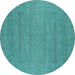 Round Oriental Turquoise Industrial Rug, urb2731turq