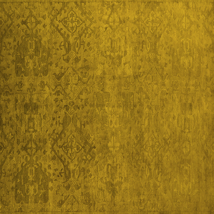 Square Machine Washable Oriental Yellow Industrial Rug, wshurb2732yw