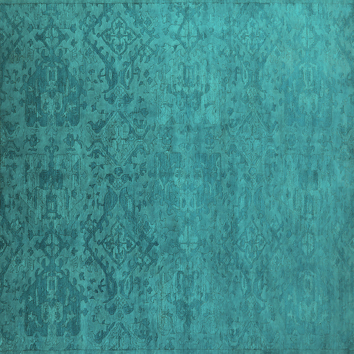 Square Machine Washable Oriental Turquoise Industrial Area Rugs, wshurb2732turq