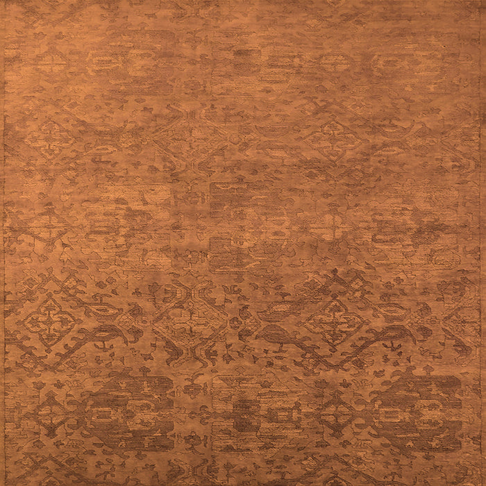 Square Machine Washable Oriental Orange Industrial Area Rugs, wshurb2732org