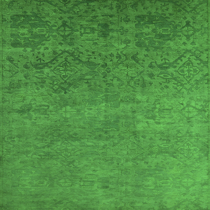 Square Machine Washable Oriental Green Industrial Area Rugs, wshurb2732grn