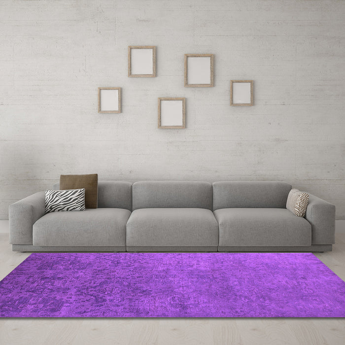 Machine Washable Oriental Purple Industrial Area Rugs in a Living Room, wshurb2732pur