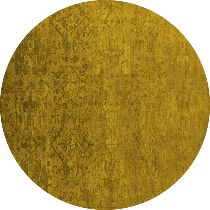 Round Oriental Yellow Industrial Rug, urb2732yw