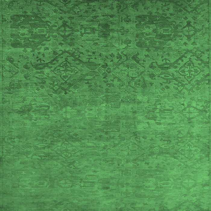 Square Machine Washable Oriental Emerald Green Industrial Area Rugs, wshurb2732emgrn