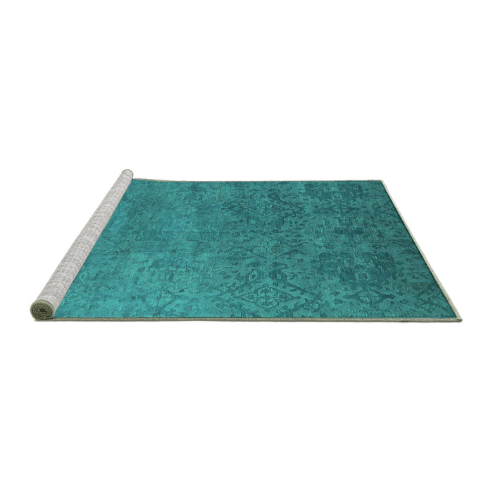 Sideview of Machine Washable Oriental Turquoise Industrial Area Rugs, wshurb2732turq