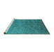 Sideview of Machine Washable Oriental Turquoise Industrial Area Rugs, wshurb2732turq