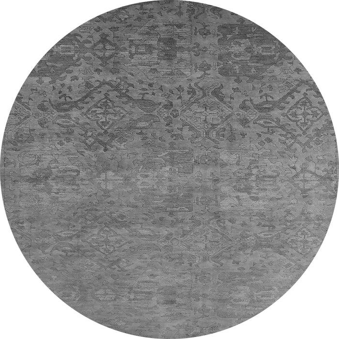Round Oriental Gray Industrial Rug, urb2732gry