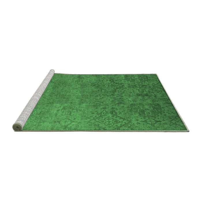 Sideview of Machine Washable Oriental Emerald Green Industrial Area Rugs, wshurb2732emgrn