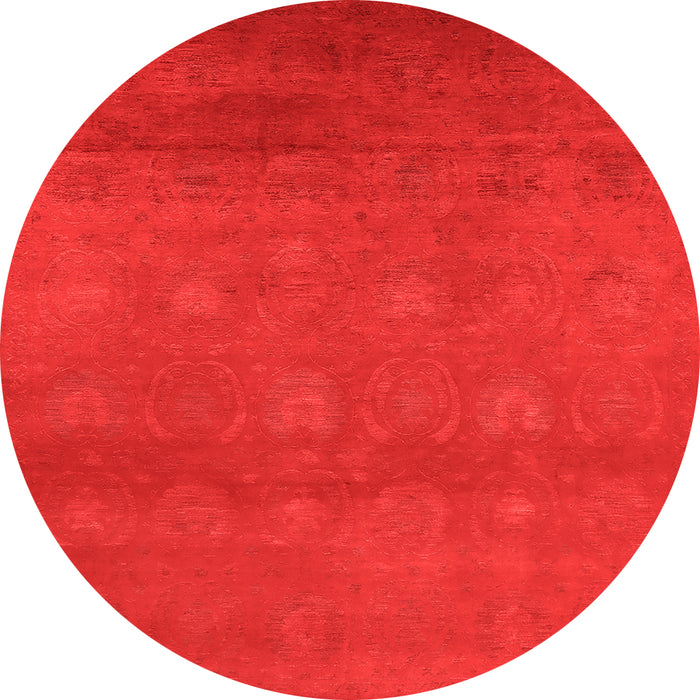 Round Machine Washable Oriental Orange Industrial Area Rugs, wshurb2733org