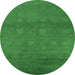 Round Oriental Emerald Green Industrial Rug, urb2733emgrn