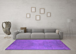 Machine Washable Oriental Purple Industrial Area Rugs in a Living Room, wshurb2734pur