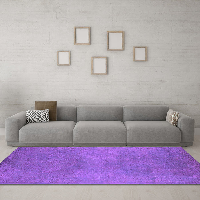 Machine Washable Oriental Purple Industrial Area Rugs in a Living Room, wshurb2734pur