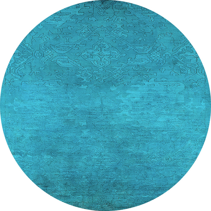 Round Oriental Light Blue Industrial Rug, urb2734lblu