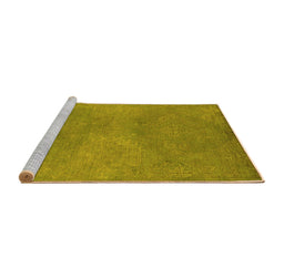 Sideview of Machine Washable Oriental Yellow Industrial Rug, wshurb2734yw