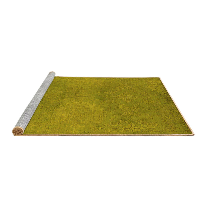 Sideview of Machine Washable Oriental Yellow Industrial Rug, wshurb2734yw
