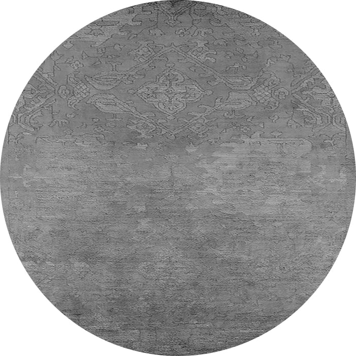 Round Machine Washable Oriental Gray Industrial Rug, wshurb2734gry