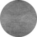 Round Machine Washable Oriental Gray Industrial Rug, wshurb2734gry