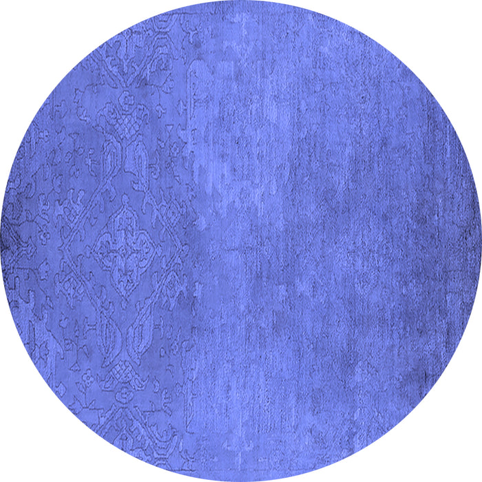 Round Oriental Blue Industrial Rug, urb2734blu