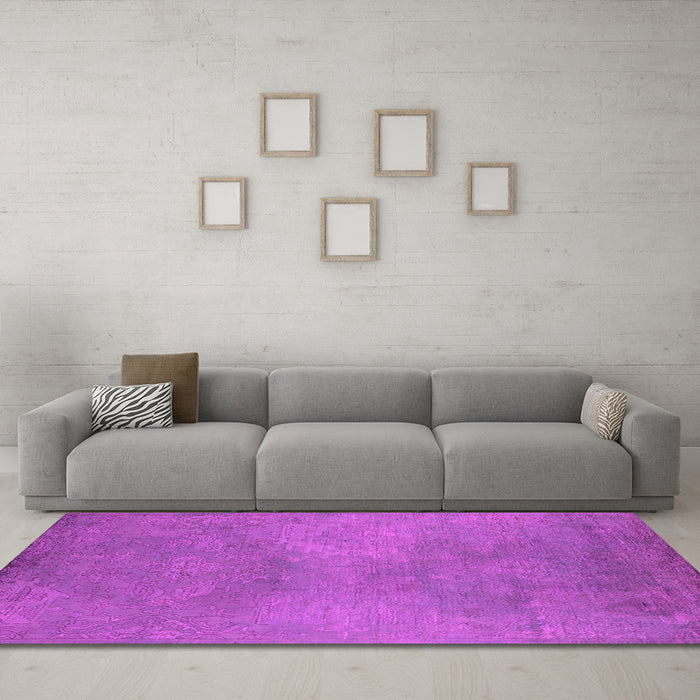 Machine Washable Oriental Pink Industrial Rug in a Living Room, wshurb2734pnk