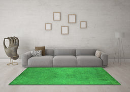 Machine Washable Oriental Green Industrial Area Rugs in a Living Room,, wshurb2734grn