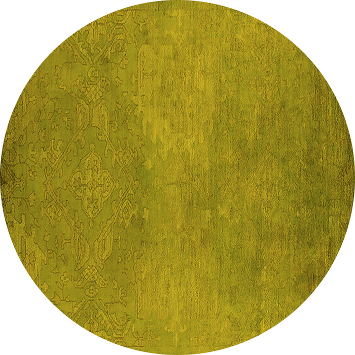 Round Oriental Yellow Industrial Rug, urb2734yw