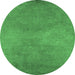 Round Oriental Emerald Green Industrial Rug, urb2734emgrn