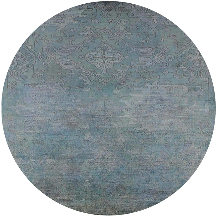 Round Machine Washable Industrial Modern Light Slate Gray Rug, wshurb2734