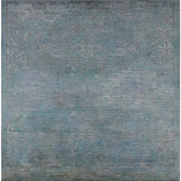 Square Mid-Century Modern Light Slate Gray Oriental Rug, urb2734